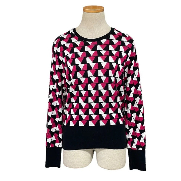 Boss Hugo Boss Pullover Sweater Geometric Pink Black White Size X Small XS - Picture 1 of 15